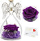 Yamonic Ewige Rose Engel Figur Geschenke für Frauen,Ewige Rose Engel Geschenke für Mama,Geburtstagsgeschenk für Frauen,Oma Geschenk,Ewige Rose im Glas Schutzengel Weihnachten,Muttertagsgeschenk