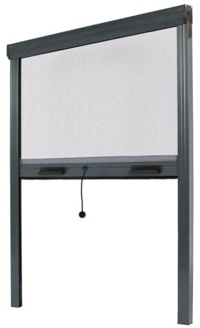 Fliegengitter Insektenschutzrollo Aluminium für Fenster - Anthrazitgrau, B100 x H160cm - Fiberglas Fliegengitternetz - Fliegengitterrollo Insektenschutz