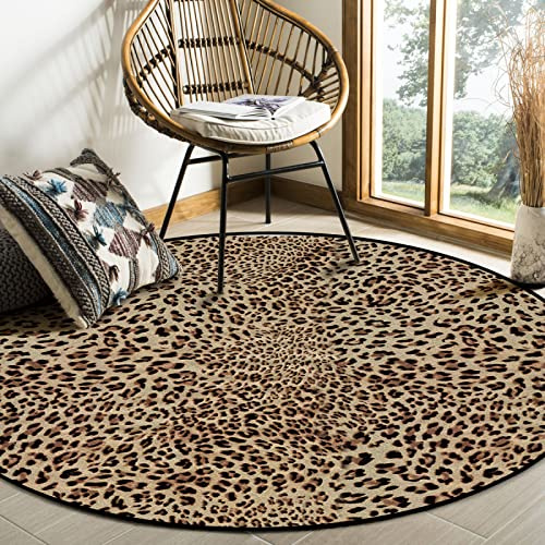 SRTJURFG Runden Teppiche Weich Groß rutschfest Waschbar Teppich Sexy Leopard für Wohnzimmer Kinderteppiche Flauschige Runden Groß Schutzmatten ø 100CM
