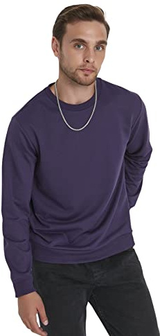 Trendyol Felpa da Uomo Girocollo Tinta Unita Normale, Viola, 2XL, Viola, XXL