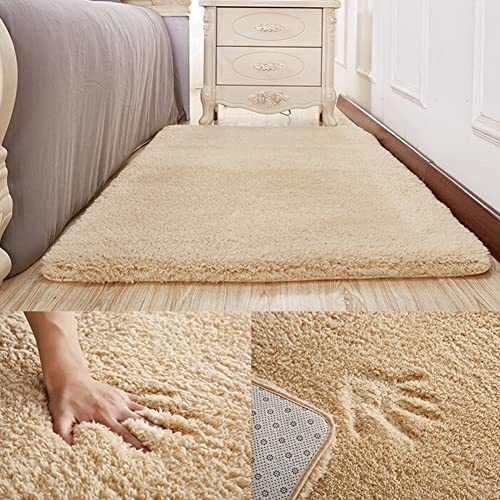 Swsen Tappeto Lungo Shaggy - Tappeti Camera da Letto Moderni per Soggiorno Home Room Décor - in Colori e Dimensioni, Dimensioni: 60 x 160 cm, Colore: Beige