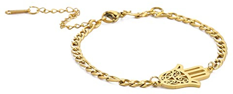 EUEAVAN Hamsa mano de Fátima pulsera amuleto tobillo cadena tobillera ajustable colgante brazalete encanto acero inoxidable joyería regalo mujeres niñas