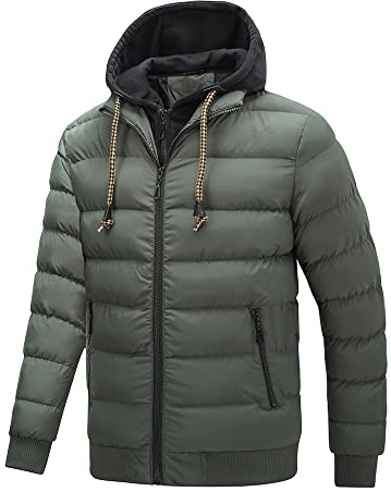 TONY BACKER Giubbotto Jacket Giacca Uomo Invernale con Cappuccio, Giubbino Giacchetto Uomo Giubbini Giubbotti Invernali Caldo Antivento (IT, Testo, M, Regular, Regular, Verde-3)