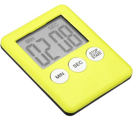 PATIKIL Digital Timer, 1Pcs Small Count Down/UP Clock with Magnetic, Big LCD Display Loud Sounds Minute Second Kitchen Timer for Games, Cooking, Yellow