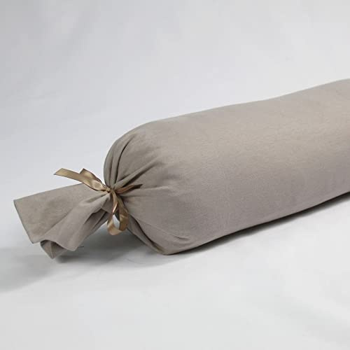 fränkische Schlaf-Manufaktur Nackenrolle, Knierolle, Yogarolle mit Bio Dinkelspelz und 100% Baumwolle Bezug Farbe Taupe