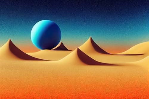 adrium Holz-Bild 50 x 30 cm: 3D-Rendering, abstrakter futuristischer Hintergrund. Wüstenlandschaft mit Sand (192733429)