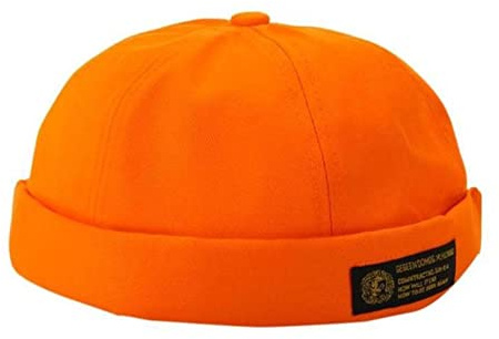 EPERDE Unisex Docker Sailor Biker Cap Streetwear Kürbis Vintage Marineblau Brimless Beanies Hut Damen Herren Brimless Streetwear Skullcap