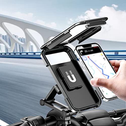 PZiXuaner Support de téléphone portable pour moto, étanche, réglable, avec rotation à 360 °, pour moto, scooter, vélo, poussette, convient pour smartphone de 4 à 6,8 pouces.