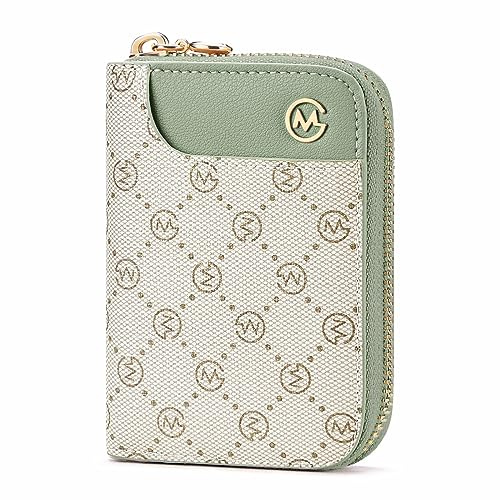 GOLF SUPAGS Kreditkartenetui, Kleine Kreditkarte Geldbörse für Damen PVC-Leder Organizer Hülle, Visitenkartenetui mit Reissverschluss (Aschgrün)