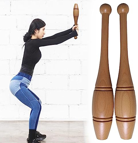 Home Gym Exercise Club Indian Clubs Wood 1kg 2kg, Beginner Arm Strength Trainer Full Body Workouts Bar, Swinging Weighted Bars for Exercise