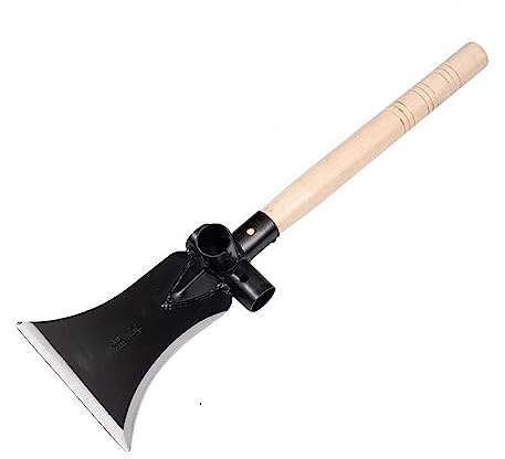 Multifunktionale Hacke aus Manganstahl, 2 in 1 Sichelschaufel Gartenschaufel aus Manganstahl Landwirtschaftlicher Aushub Schneiden von Ästen Mehrzweck-Grabehacke (Wooden Handle)