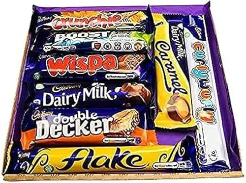 Cadburys Happy Birthday Chocolate Gift Box Hamper - 8 Full Size Dairy Milk Crunchie Curly wurly letterbox chocolate Birthday Present 13th 16th 18th 21st 30th 40th 50th 60th