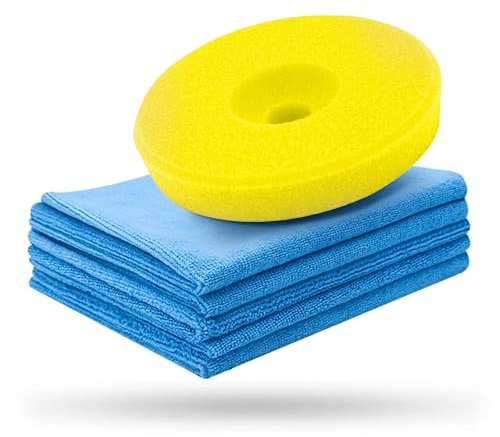 Liquid Elements Centriforce V2 Polierpads 125mm +5 Tücher, Gelb, 5 Stück | Medium Cut, Polierschwamm, speziell entwickelte Fräsung, optimierte Ergebnisse, Auto Polieraufsatz, für Poliermaschinen