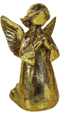 zeitzone Engel Figur Schutzengel Gold Statue kniend Betende Hände Antik-Stil 13cm