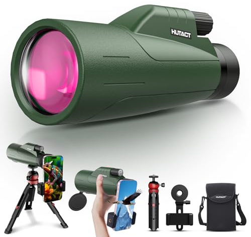 HUTACT 12x56 Monokular Teleskop, Monokular Fernglas Erwachsene und Kinder mit BAK4-Prisma und FMC-Objektiv, geeignet für Vogelbeobachtung, Wandern, Camping