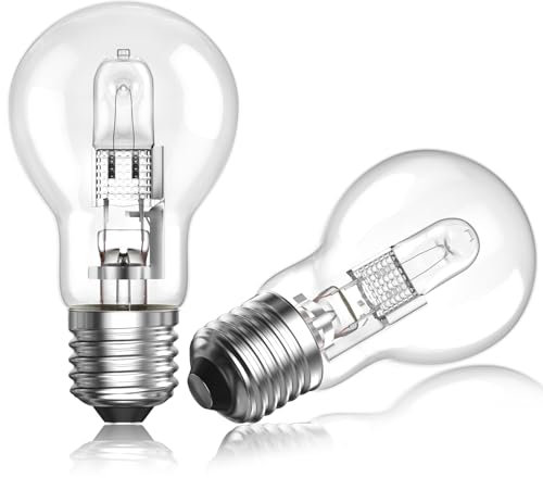 TobeBright Bombillas Halógeno E27 100W Regulable Bombillas luz calida 2700K A55 Globe Transparente Tradicional Bombilla Halógeno E27 860lm AC220-240V Bombilla Bajo Consumo, Paquete de 2