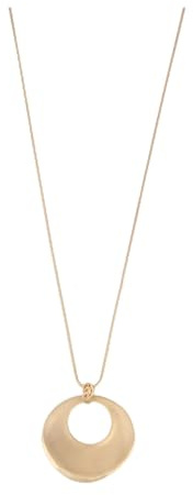 Leslii Lange Halskette Damen, Runder Anhänger, Goldfarben, Metalllegierung, 83 cm, Modern (Ring Matt)