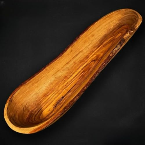 What the Art!® Olive Wood «Baguette» | Olivenholz Brotschale | Handarbeit | ca. 34-35 x 8-9 cm | Baguetteschale - Obstschale - Servierschale