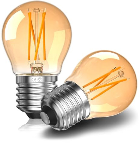Lamptobe 2 Stück Dimmbar 4W Edison Vintage Glühbirne E27, Ersetzt 40W Glühlampen, Warmweiss 2700K, 380LM, G45 LED Retro Glühbirne E27 Filament Leuchtmittel für Zuhause, Hotel, Café, Bar