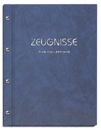 Personalisierte Zeugnismappe mit eigenem Namen in blauer Marmoroptik | für Zeugnisse in DIN A4 - inkl. 12 Sichthüllen - handgefertigt und personalisierbar mit eigenem Namen