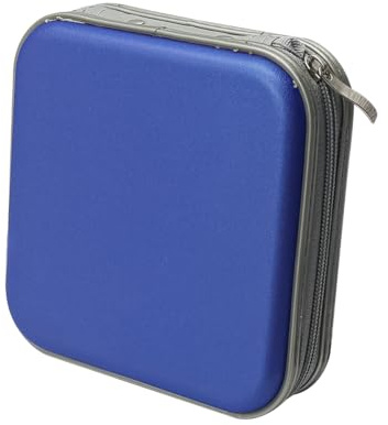 ZONADAH 40 Capacity CD DVD Case Wallet Hard Cover Carry Case Portable Wallet Case Holder DJ Disc Storage Organiser Bag Binder for Car Office Home Blue