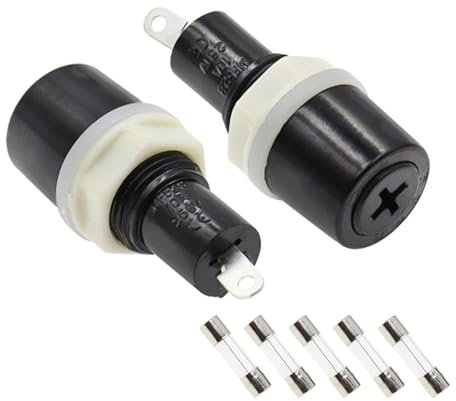50PCS 5 * 20mm Sicherungshalter Rotierende Mutter Installation MF-528 5x20 Schwarz Flachrohr Typ Kreuzkopf schraubverschluss Sicherungshalter 10A 250V(Size:15A)