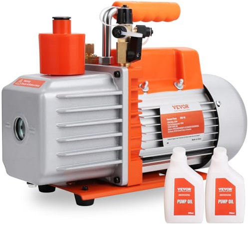 VEVOR Pompa per Vuoto Rotativa a Palette 370 W Pompa per Vuoto per Aria Condizionata a 2 Stadi, 198,21 L/min 10,1 kg per Riparazione HVAC, Manutenzione della Refrigerazione, Degasaggio della Resina