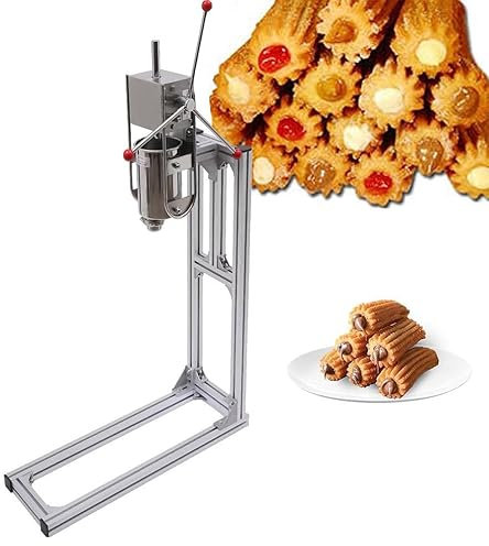 lwjunmm Commercial Churro Machine Hand Crank Stainless Steel Professional Churro Maker Home Vertical Type Manual Spanish Donuts Churros Fill Machine Apply for Restaurants,Bakeries,6L,5L
