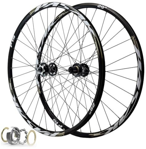 LPYDWZ MTB Fahrrad Laufradsatz 26/27,5/29 Zoll, Scheibenbremse Aus Aluminiumlegierung Abgedichtetes Lager 32H Mountainbike Felge 135mm for 7–12 Gänge 2210g(A,Thru AXLE 24 inch)