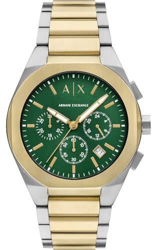 Armani Exchange Orologio da uomo, Movimento cronografo al quarzo e cassa da 42 mm con cinturino in acciaio inossidabile
