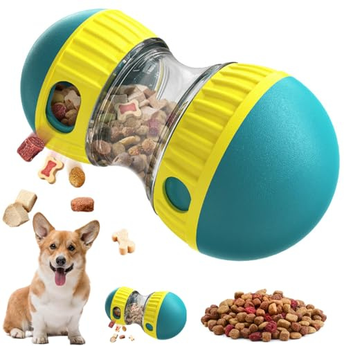 Interactive Dog Feeder Toy, Adjustable Dog Treat Dispenser, Rolling Dog Treat Dispenser Slow Feeder, Dog Food Dispenser Toy, Reduce Boredom, Improve IQ Dog Puzzle Toys for Small Medium Dogs (Green)