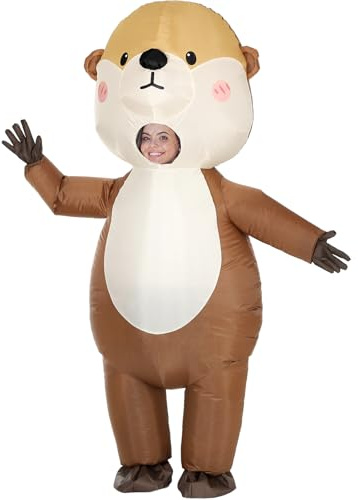 Geyoga Inflatable Otter Costumes for Adults, Funny Blow up Halloween Animals Costume, Full Body Sea Otter Cosplay Suit for Men Women Halloween Themed Party