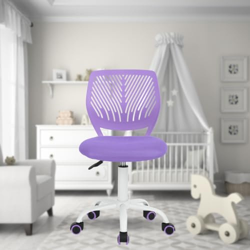 FurnitureR Silla de Oficina Multiusos para niños, Silla de Trabajo sin apoyabrazos de Altura Ajustable, Silla de Estudio giratoria Colorida para la Escuela y la Oficina en casa, púrpura