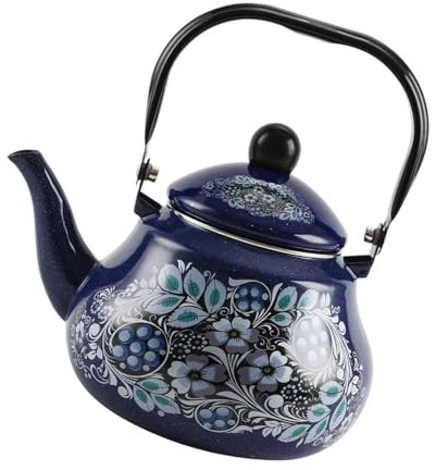 MagiDeal Emaille-Teekessel, Emaille-Teekanne, blau, mit Deckel, Saftglas, Wasserkrug, Teekanne für Restaurant, Büro, Zuhause, Küche, Kaffee, 2.0 L