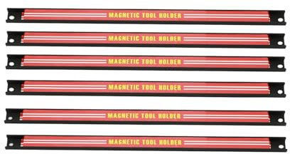 CROWNSHOP Garage Wall Tool Holder Set of 6 Magnetic Tool Holder Rack 18”/46cm Heavy Duty Powerful Magnetic Strip Tool Bar with Magnet for Screwdriver Wrench