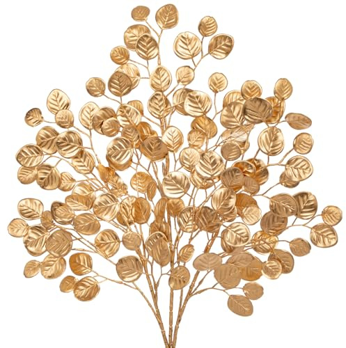 Oairse Juego de 3 plantas artificiales de eucalipto de 60 cm, ramas artificiales para decoración del hogar, árbol de Navidad, adornos de Año Nuevo, adornos para árbol de Navidad