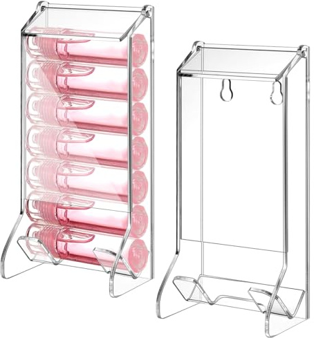 Weysat 2 Pcs Clear Acrylic Lip Balm Dispenser Organizer Holder for Lip Balm Containers Freestanding Counter Display Retail Stand for Lipsticks Glosses (Single Slot)