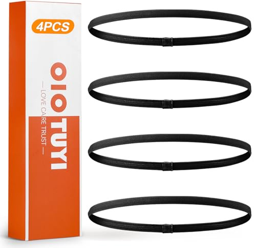 OioTuyi 4 stycken svarta sporthårband för pojkar, män och kvinnor: Elastiska halsband för fotboll, yoga, löpning - Tunt & Bekvämt