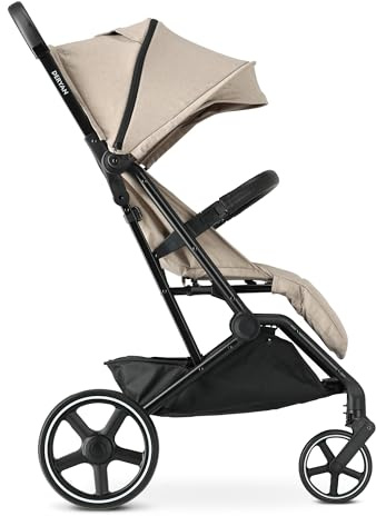 Deryan XP - XL Reisebuggy - Reise Buggy für Kinder ab Geburt bis 25 kg (0-4 jahr), mit 3 Liegepositionen, Leicht 7 kg & Kompakt, Klein Zusammenklappbar, UPF 50+, Schultergurt, Korb bis 3 kg (Nougat)