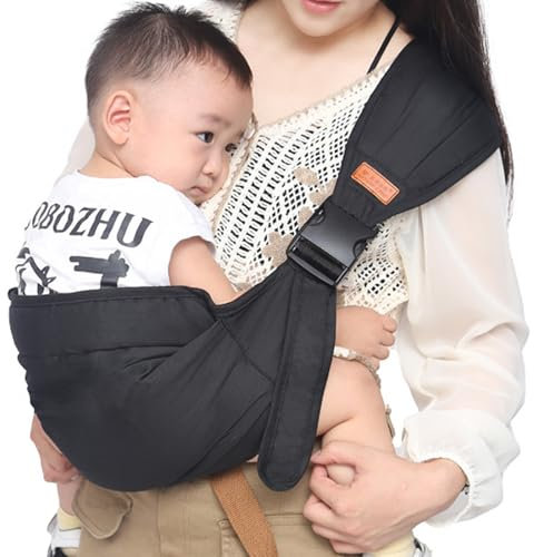 HTTDSLF Porte Bebe, Echarpe de Portage Bebe, Porte-BéBé Latéral, Sling Bébé, Porte-Bébé Enveloppant avec Bretelles Épaisses et Réglables(Nouveau-né à 3-36 Mois, Jusqu'à 15KG), Respirant et Confortable