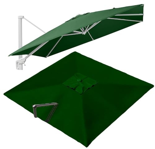 VLKLPZAHAK Ombrello rettangolare da giardino 300 x 400 cm Tenda parasole di ricambio per ombrellone a sbalzo 8 doghe, tessuto di ricambio per ombrellone da tavolo (verde, 3 x 3 m (9,8 x 9,8 f
