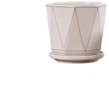 Maceta creativa de cerámica con bandeja, tamaño grande para suculentas, bonsái y verduras, elegante decoración negra para interiores y exteriores (pequeña)