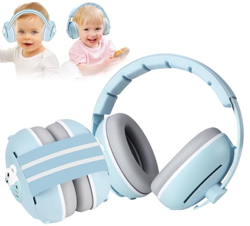 Oskuglin Cuffie antirumore per bambini, Cuffie Antirumore Neonati 2 in 1, Protezione Uditiva -25dB per Neonati e Bambini 0-48 Mesi, Fasce Regolabili e Confortevoli per Sonno, Aereo, Feste