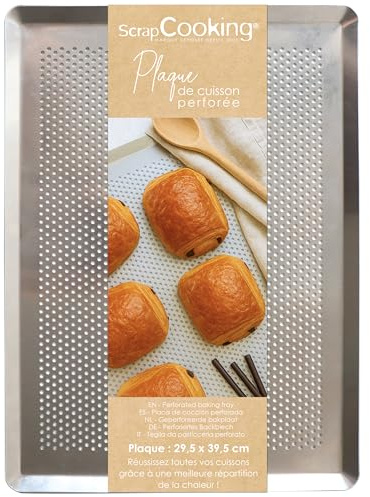 ScrapCooking - Plaque de Cuisson Perforée 30 x 40 cm - Plaque à Pâtisserie Four Légère - En Aluminium - Cuisson Homogène - Grille - Tartes, Gâteaux, Biscuits, Pizza, Quiches - 6765