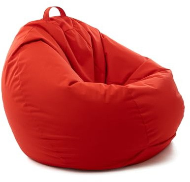 Avalon - Puff Poltrona Sacco Grande SOFTY 80×80×H75cm Sfoderabile, Pouf Sacco di Qualità Sartoriale, Bean Bag per Sedersi Ergonomico, Tessuto Antistrappo Impermeabile, Made in Italy(Rosso)