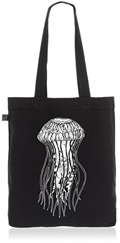 style3 Leonard Jellyfish Biobaumwolle Beutel Jutebeutel Tasche Tote Bag Qualle, Farbe:Schwarz
