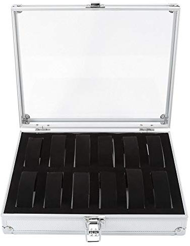 Uhrenkasten, Uhrenkoffer Schmuckkasten Damen Herren mit Klare Oberseite Uhrenbox für 6 oder 12 Uhren Eleganter Speicher auch für Schmuck oder Armbandkollektion usw(12 Slots)