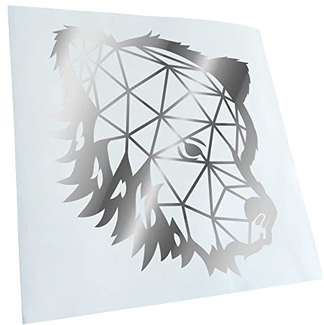 Kiwistar - Autoaufkleber - Polygon Bär Figur Tier Art - chrom - 11x10cm - Heckscheibe Auto Aufkleber wetterfest für Kfz LKW Mofa Truck - Sticker außen selbstklebend Tuning Zubehör für Fenster