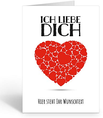 Große Ich Liebe Dich XXL-Karte zum Aufklappen (DIN A4) PERSONALISIERT - Mit roten Herzen/Herz schön - mit Umschlag/Edle Design Klappkarte/Geburtstag/Valentinstag/Extra Groß/Gutschein