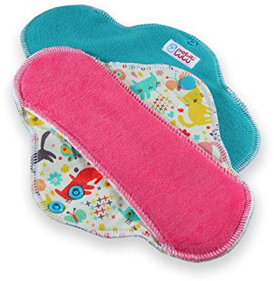 Petit Lulu 3er Pack Wiederverwendbare Menstruationsbinden (Classic), Waschbare Slipeinlagen, Stoffbinden (Größe: Slip, Standard, Ultra) (Katze, Stoffbinden STANDARD - 3 Stk)